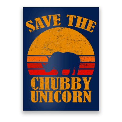Save The Chubby Unicorn Distressed Sun Poster