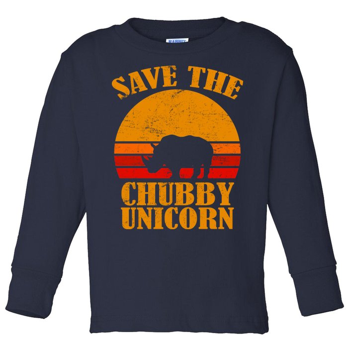 Save The Chubby Unicorn Distressed Sun Toddler Long Sleeve Shirt