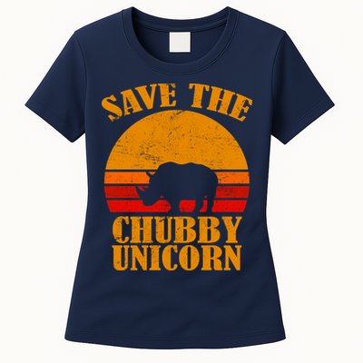 Save The Chubby Unicorn Distressed Sun Womens T-Shirt
