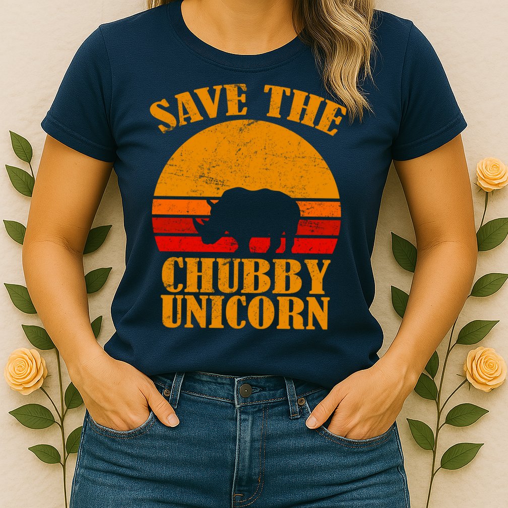 Save The Chubby Unicorn Distressed Sun Womens T-Shirt