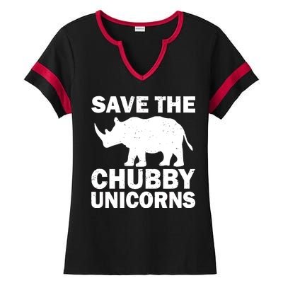 Save The Chubby Unicorns Ladies Halftime Notch Neck Tee