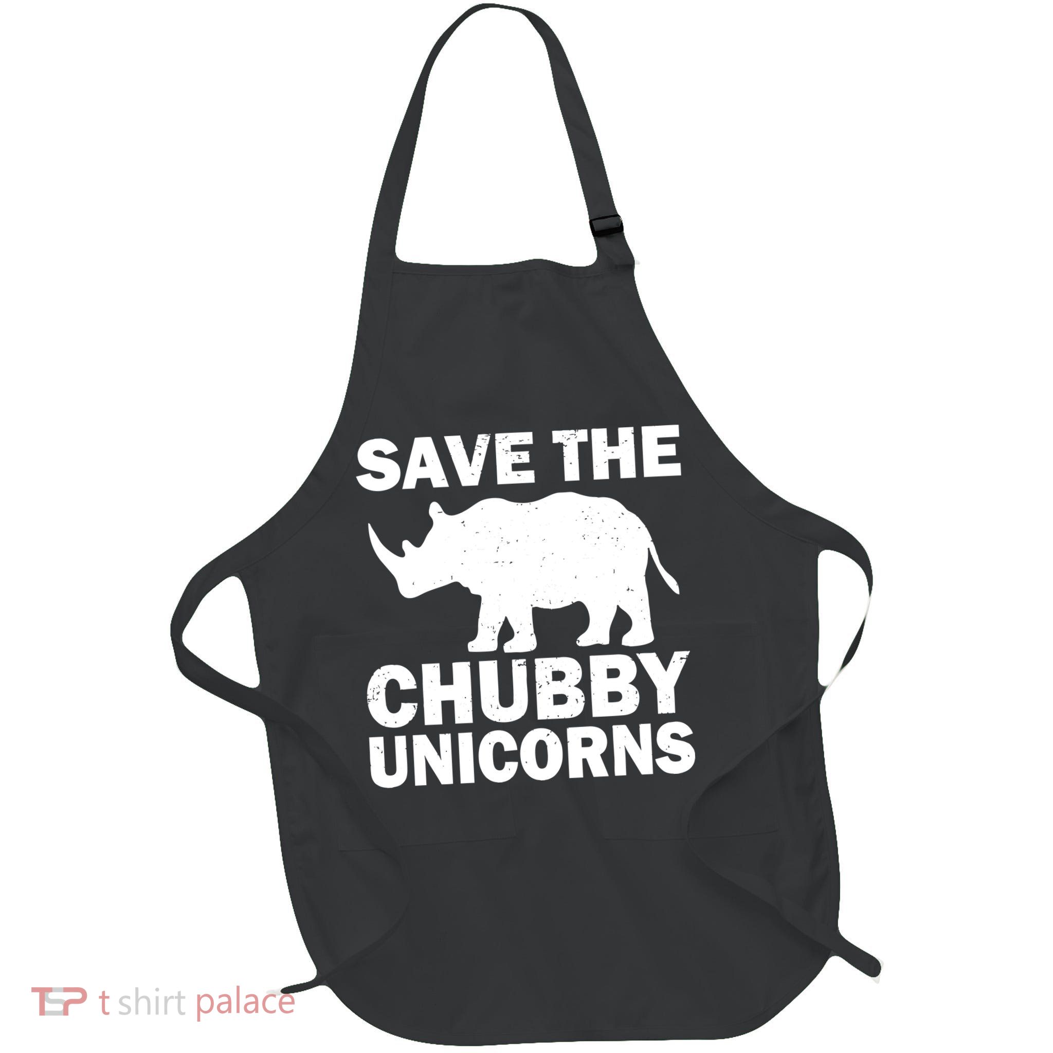 Save The Chubby Unicorns Full-Length Apron With Pockets