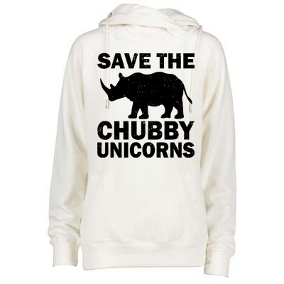 Save The Chubby Unicorns Womens Funnel Neck Pullover Hood