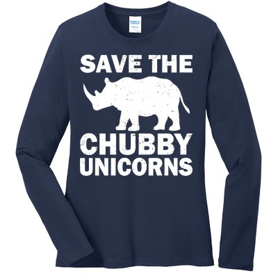 Save The Chubby Unicorns Ladies Long Sleeve Shirt