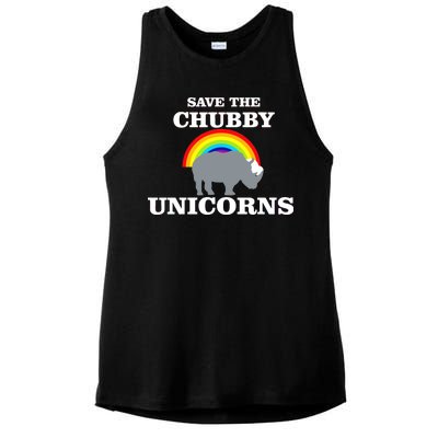 Save The Chubby Unicorns Rainbow Ladies PosiCharge Tri-Blend Wicking Tank