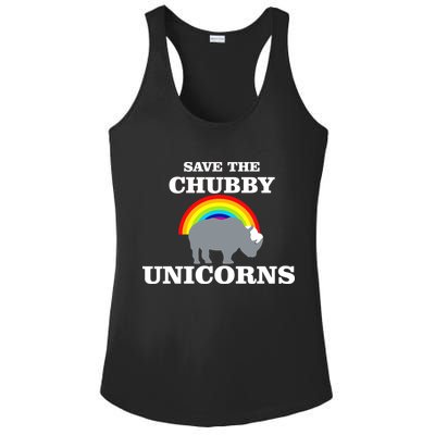 Save The Chubby Unicorns Rainbow Ladies PosiCharge Competitor Racerback Tank