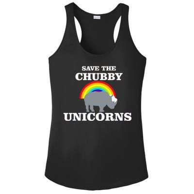 Save The Chubby Unicorns Rainbow Ladies PosiCharge Competitor Racerback Tank