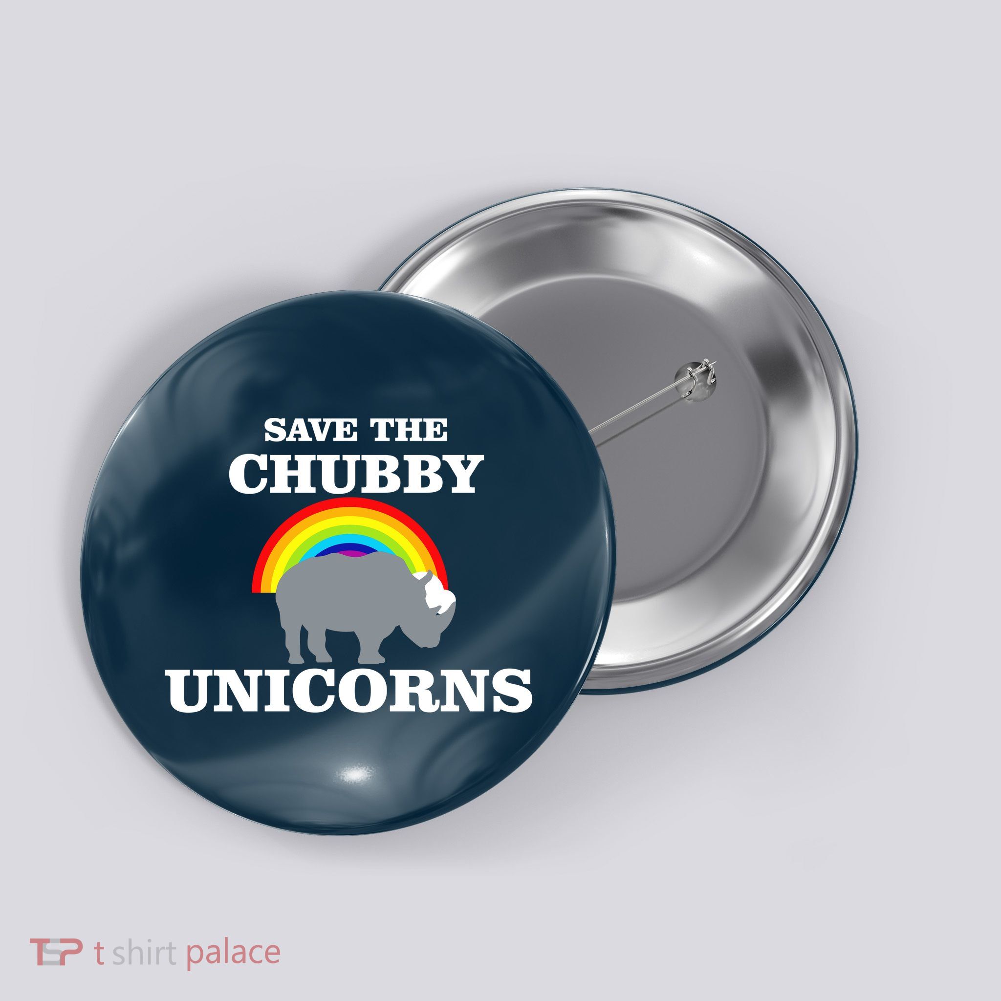 Save The Chubby Unicorns Rainbow Button