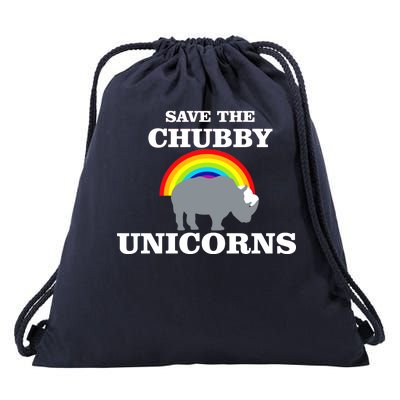 Save The Chubby Unicorns Rainbow Drawstring Bag