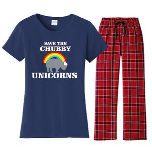 Save The Chubby Unicorns Rainbow Women's Flannel Pajama Set