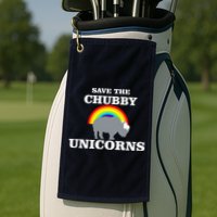 Save The Chubby Unicorns Rainbow Golf Towel