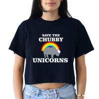Save The Chubby Unicorns Rainbow Crop Top