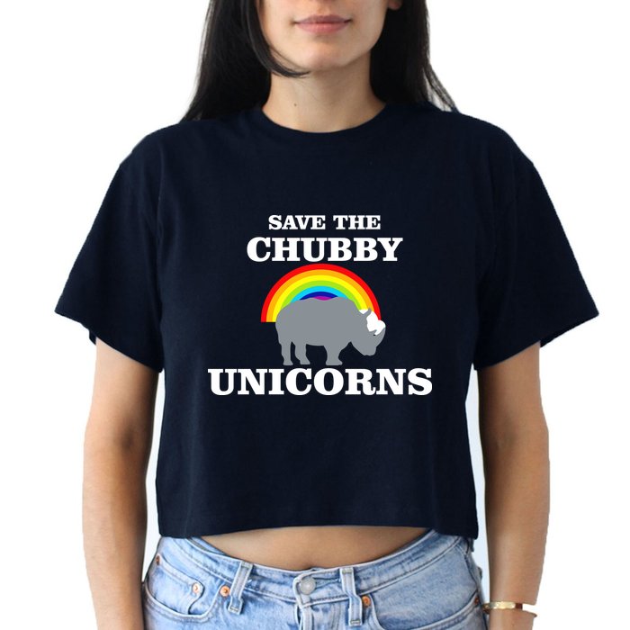 Save The Chubby Unicorns Rainbow Crop Top