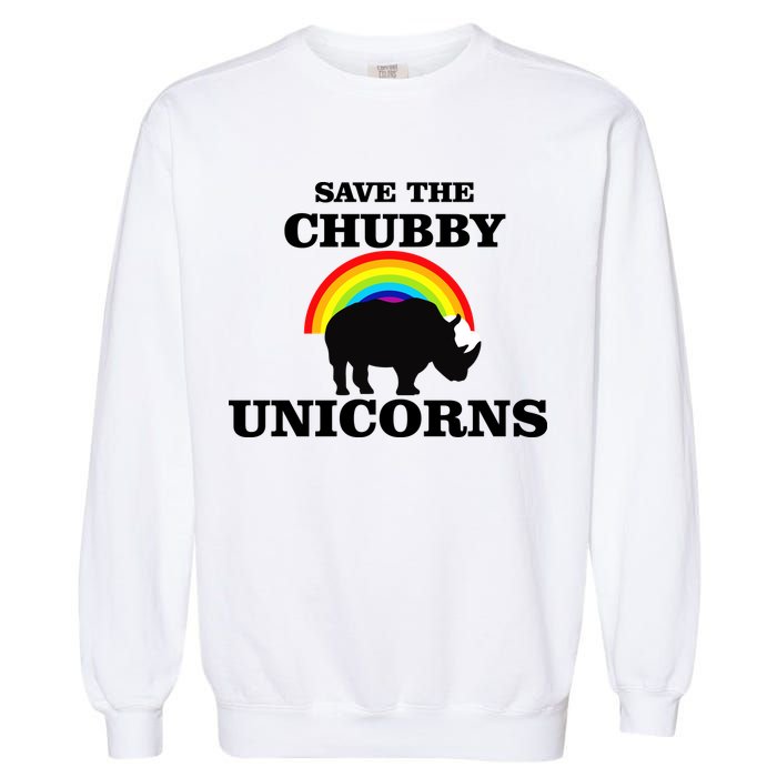 Save The Chubby Unicorns Rainbow Garment-Dyed Sweatshirt