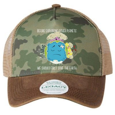 Save The Earth Before Exploring Other Planets Legacy Tie Dye Trucker Hat