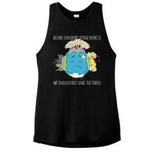 Save The Earth Before Exploring Other Planets Ladies PosiCharge Tri-Blend Wicking Tank