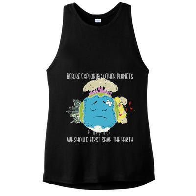 Save The Earth Before Exploring Other Planets Ladies PosiCharge Tri-Blend Wicking Tank