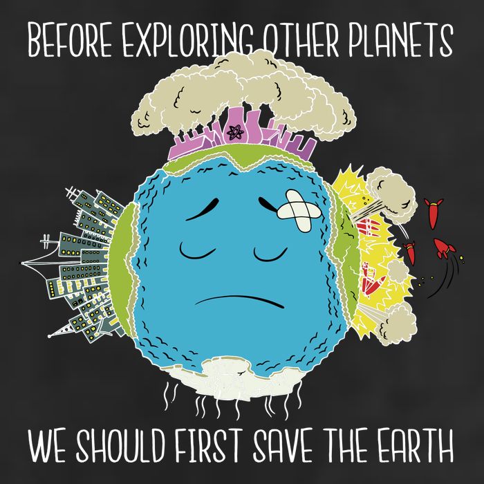 Save The Earth Before Exploring Other Planets Garment-Dyed Fleece Hoodie