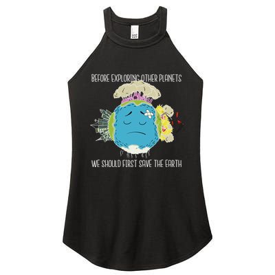 Save The Earth Before Exploring Other Planets Women's Perfect Tri Rocker Tank