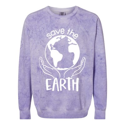 Save The Earth Holding Globe Colorblast Crewneck Sweatshirt