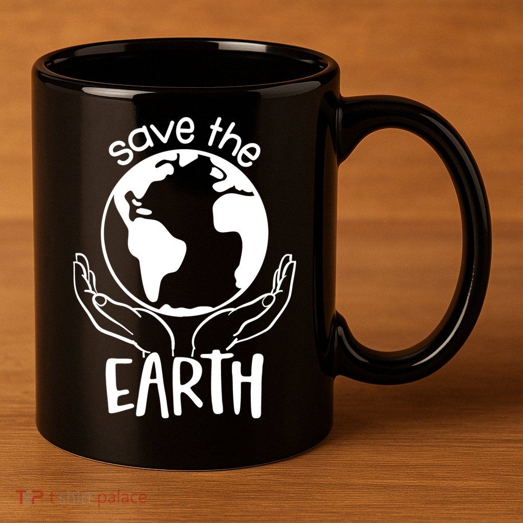 Save The Earth Holding Globe 11oz C Handle Ceramic Mug