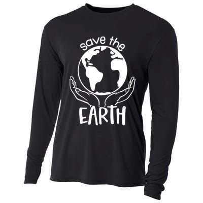 Save The Earth Holding Globe Cooling Performance Long Sleeve Crew
