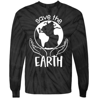 Save The Earth Holding Globe Tie-Dye Long Sleeve Shirt