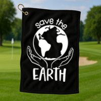 Save The Earth Holding Globe Golf Towel