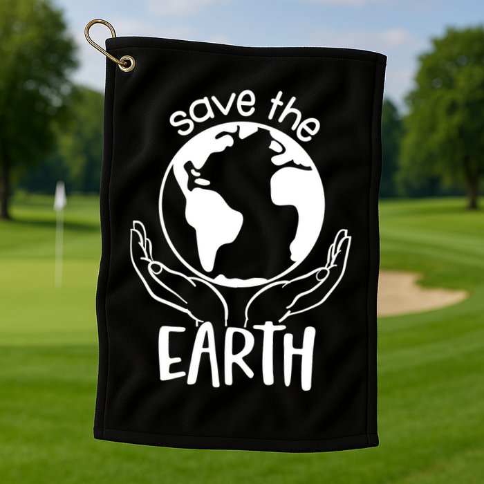 Save The Earth Holding Globe Golf Towel