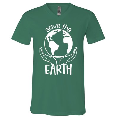 Save The Earth Holding Globe V-Neck T-Shirt