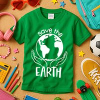 Save The Earth Holding Globe Kids T-Shirt
