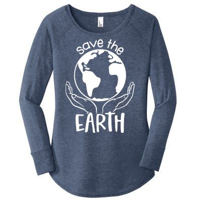 Save The Earth Holding Globe Women's Perfect Tri Tunic Long Sleeve Shirt