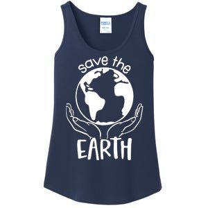 Save The Earth Holding Globe Ladies Essential Tank