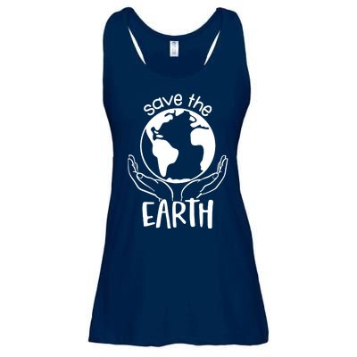 Save The Earth Holding Globe Ladies Essential Flowy Tank