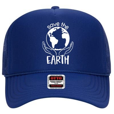 Save The Earth Holding Globe High Crown Mesh Back Trucker Hat