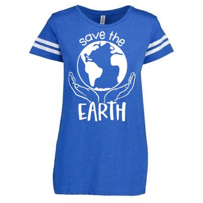 Save The Earth Holding Globe Enza Ladies Jersey Football T-Shirt