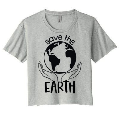 Save The Earth Holding Globe Women's Crop Top Tee