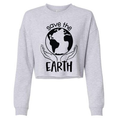 Save The Earth Holding Globe Cropped Pullover Crew