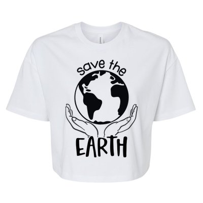 Save The Earth Holding Globe Bella+Canvas Jersey Crop Tee