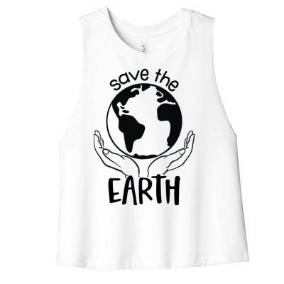 Save The Earth Holding Globe Women's Racerback Cropped Tank