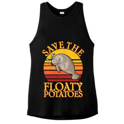 Save The Floaty Potatoes Manatee  Ladies PosiCharge Tri-Blend Wicking Tank