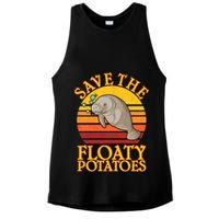 Save The Floaty Potatoes Manatee  Ladies PosiCharge Tri-Blend Wicking Tank