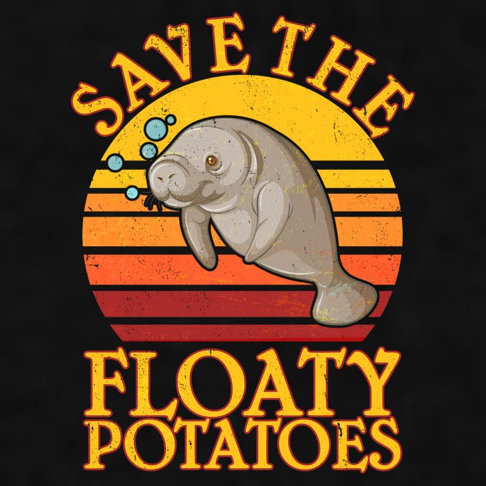 Save The Floaty Potatoes Manatee  Ladies PosiCharge Tri-Blend Wicking Tank