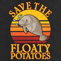 Save The Floaty Potatoes Manatee  Crop Fleece Hoodie