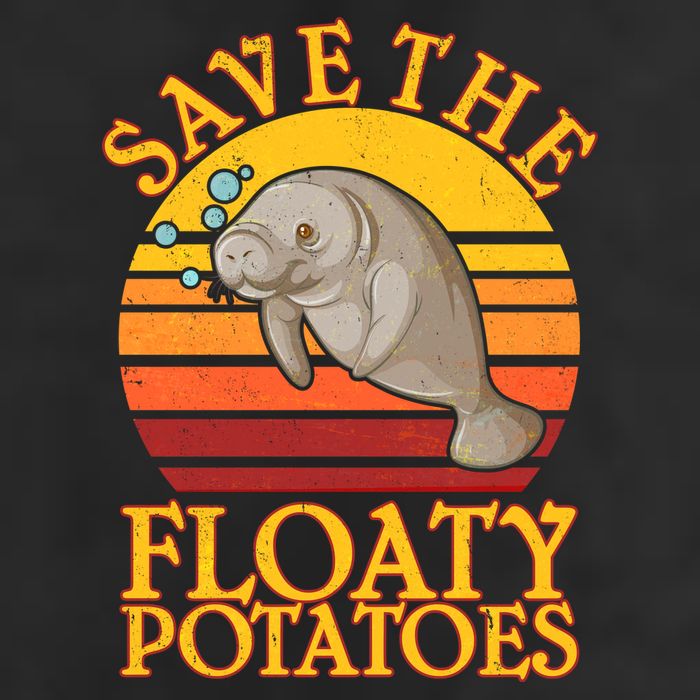 Save The Floaty Potatoes Manatee  Crop Fleece Hoodie