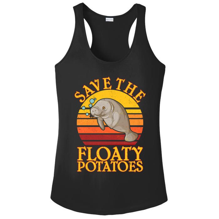 Save The Floaty Potatoes Manatee  Ladies PosiCharge Competitor Racerback Tank