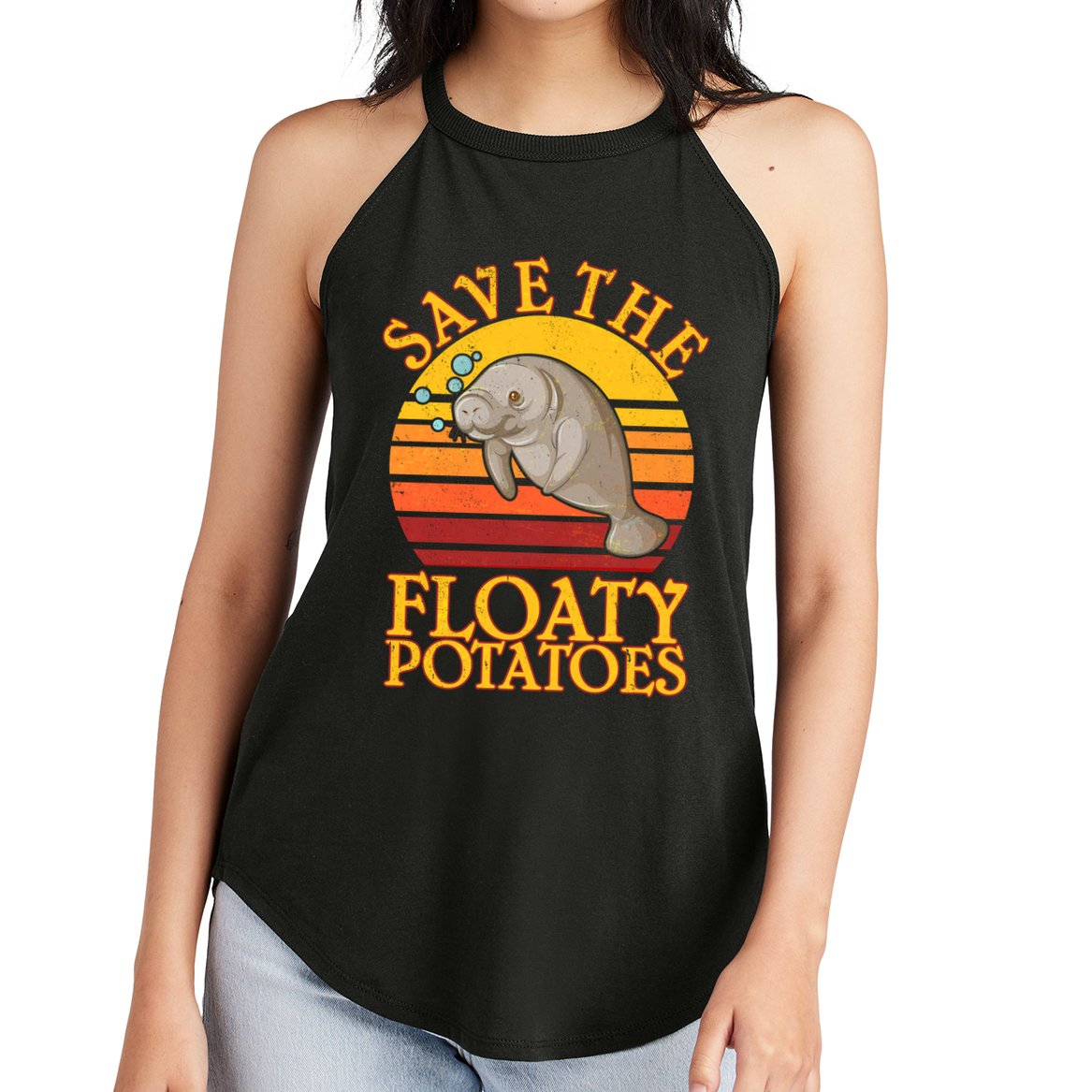 Save The Floaty Potatoes Manatee  Women's Perfect Tri Rocker Tank