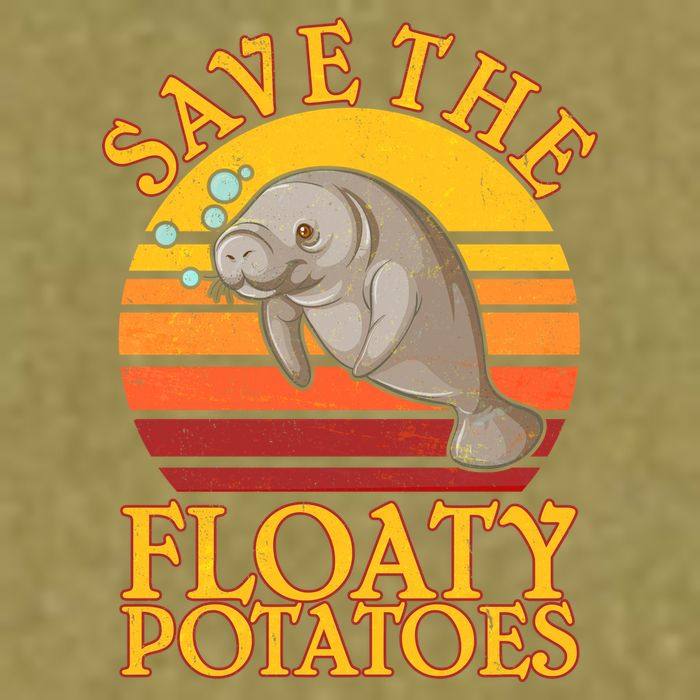 Save The Floaty Potatoes Manatee  Garment-Dyed Women's Muscle Tee