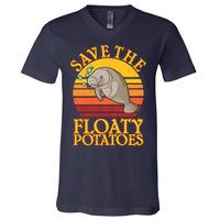 Save The Floaty Potatoes Manatee  V-Neck T-Shirt