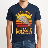 Save The Floaty Potatoes Manatee  V-Neck T-Shirt